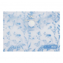 Папка-конверт А7 на кнопці, FERN ARABESKI, напівпрозора, блакитна Buromax BM.3923-14