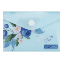 Папка-конверт А7 на кнопці, BLUEBERRY ARABESKI, напівпрозора,аквамарин Buromax BM.3923-52