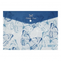 Папка-конверт А4 на кнопці, MACHAON ARABESKI, напівпрозора, синя Buromax BM.3943-02