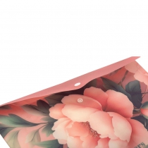 Папка-конверт А4 на кнопці, PEONY ARABESKI, напівпрозора, рожева Buromax BM.3943-10