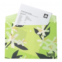 Папка-конверт А4 на кнопці, PLUMERIA ARABESKI, напівпрозора, салатова Buromax BM.3943-15
