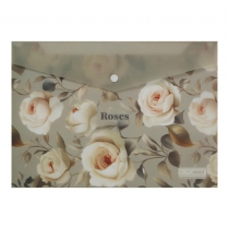 Папка-конверт А4 на кнопці, ROSES ARABESKI, напівпрозора, світло-сіра Buromax BM.3943-20