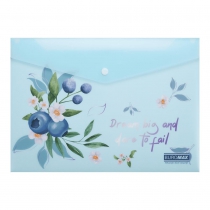 Папка-конверт А4 на кнопці, BLUEBERRY ARABESKI, напівпрозора,аквамарин Buromax BM.3943-52