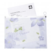 Папка-конверт А4 на zip-блискавці, FREESIA ARABESKI, напівпрозора, бузкова Buromax BM.3948-26