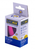 Степлер пластиковый RUBBER TOUCH мини до 15арк., (скобы № 24; 26), розовый Buromax BM.4234-10