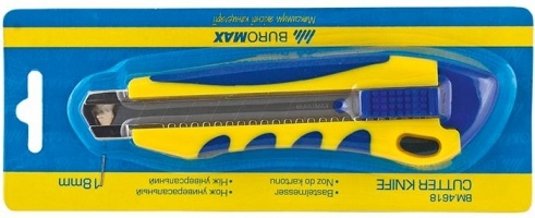 Нож универсальный 18мм, мет. вставки, пластик. корпус из резин. вставками Buromax BM.4618