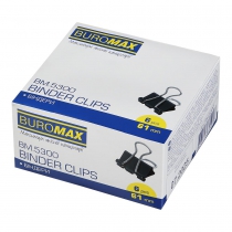 Біндер-затискач, 61 мм, чорний, по 6 шт. в карт.коробці Buromax BM.5300