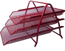Лоток для паперів 3 в 1, 350x295x270мм, металевий, червоний Buromax BM.6252-05