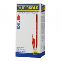 Ручка масляна, LINEA, 0,5 мм, тригранний корпус, червоні чорнила Buromax BM.8362-03