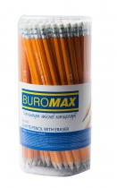 Олівець графітовий HB, жовтий, з гумкою, JOBMAX Buromax BM.8500