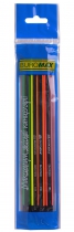 Карандаш графитовый NEON LINE НВ, черно-неоновый, с резинкой, блистер Buromax BM.8508-4