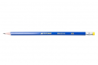 Олівець графітовий НВ JOBMAX, пластиковий, синій, з гумкою, туба Buromax BM.8514