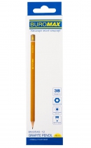 Олівець графітовий PROFESSIONAL 3B, жовтий, без гумки, коробка 12шт. Buromax BM.8546-12