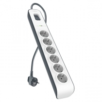 Удлинитель-фильтр сетевой Belkin 6хТип F, 3x1.5мм кв, 16А, защитой от перенапряжения, 2м, белый BSV603VF2M-V2