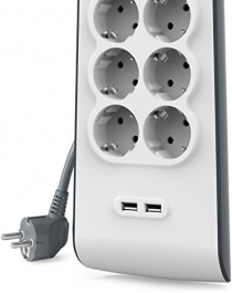 Удлинитель-фильтр сетевой Belkin 8хТип F, 3x1.5мм кв, 16А, 2xUSB-A 2.4A, защитой от перенапряжения, 2м, белый BSV804VF2M-V2