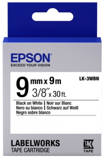 Картридж зі стрічкою Epson LK3WBN принтерів LW-300/400/400VP/700 Std Blk/Wht 9mm/9m C53S653003