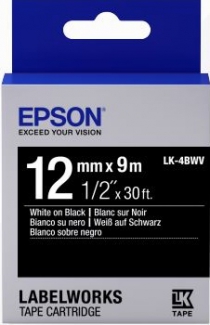 Картридж с лентой Epson LK4BWV принтеров LW-300/400/400VP/700 Vivid White/Black 12mm/9m C53S654009