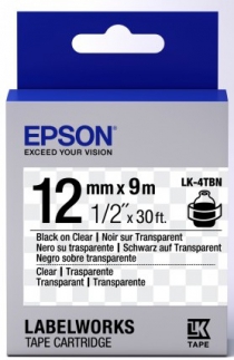 Картридж с лентой Epson LK4TBN принтеров LW-300/400/400VP/700 Clear Blk/Clear 12mm/9m C53S654012