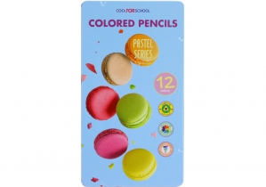 Карандаши цветные премиум "PASTEL" трехгранные, 12 цветов, в металлической коробке COOLFORSCHOOL CF15188