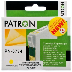 Картридж совместимый Epson t0734/t1034/t1054 13 мл, желтый Patron (pn-0734) CI-EPS-T07344-Y3-PN