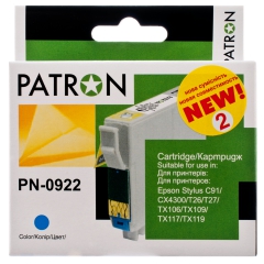 Картридж сумісний Epson t0922/t1082 (c13t10824a10) 500 арк, блакитний Patron (pn-0922) CI-EPS-T09224A-C2-PN