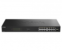 Комутатор D-Link  DGS-1018P 16x1GE PoE+, 240Вт, 30Вт/порт, Некерований