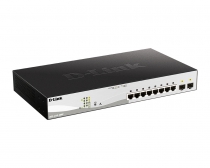 Коммутатор D-Link DGS-1210-10MP 8xGE PoE, 2xSFP, 130Вт