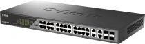 Коммутатор D-Link DSS-200G-28MPP 24xGE PoE, 4xSFP/GE, 518Вт, Неуправляемый