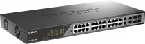 Коммутатор D-Link DSS-200G-28MPP 24xGE PoE, 4xSFP/GE, 518Вт, Неуправляемый