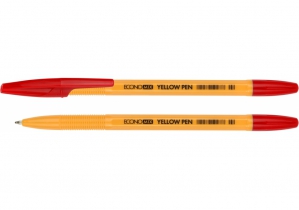 Ручка кулькова ECONOMIX YELLOW PEN 0,5 мм. Корпус жовтий, пише червоним E10187-03