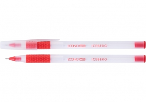 Ручка масляна ECONOMIX ICEBERG 0,7 мм, пише червоним E10197-03