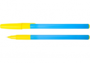 Ручка масляная ECONOMIX NATION 0,7 мм желто/голубая, пишет синим E10267