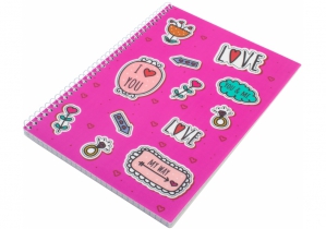 Блокнот "Valentine: Stickers" А5 (150х200), пластикова обкладинка, спіраль, 80 арк., клітинка ECONOMIX E21951-07