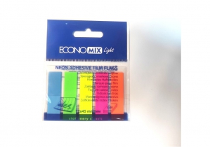 Закладки с клейким слоем 12х45 мм Economix Light, 100 шт., 5 неоновых цветов E27945