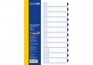 Роздільник аркушів А4 Economix, пластик, 12 розділів, кольоровий E30808