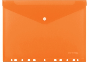 Папка-конверт А4 на кнопці з перфорацією Economix, 180 мкм, фактура "помаранч", асорті E31325