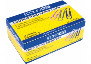 Скріпка 28 мм кругла Economix, кольорова, 100шт. E41003