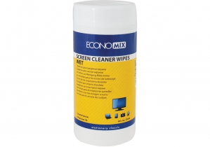 Салфетки для очистки экранов Economix, влажные, 100 шт, круглая туба E72640