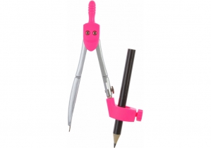 Циркуль с запасными грифелями и адаптером, Economix, розовый E81422