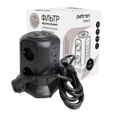 Фільтр мережевий 6 розеток + 4 х USB та бездротова зарядка, вежа, 3 м, 16 А, 250 В, чорний Patron Power (SP-1663-USBTW) EXT-PN-SP-1663-USBT