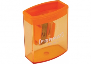 Чинка пластиковая на 1 лезвие с контейнером ассорти FORMAT F40691