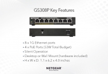 Комутатор NETGEAR GS308P 4xGE PoE (53Вт), 4xGE, некерований GS308P-100PES