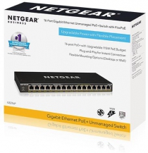 Коммутатор NETGEAR GS316P 16xGE PoE+ (115Вт), FlexPoE, неуправляемый GS316P-100EUS