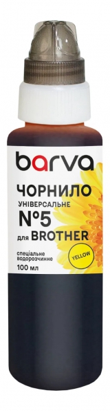 Чернила для Brother универсальные №5 100 мл, водорастворимые, желтые Barva (BU5-482e) I-BARE-BU5-100-Y