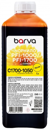 Чернила для Canon PFI-1000/PFI-1700 Y специальные 1 л, пигментные, желтые Barva (C1700-1050) I-BARE-C1700-1-Y