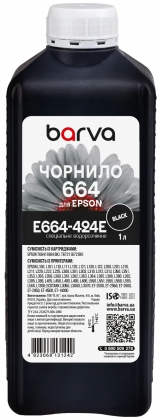 Чорнило для Epson 664 BK спеціальне 1 л, водорозчинне, чорне Barva (E664-424e) I-BARE-E-664-1-B