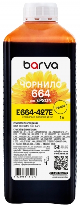 Чернила для Epson 664 Y специальные 1 л, водорастворимые, желтые Barva (E664-427e) I-BARE-E-664-1-Y
