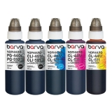 Комплект чорнил для Canon PGI-520PGBK + CLI-521BK/C/M/Y спеціальні 5x100 мл, пігментне/водорозчинні, PGBK/BK/C/M/Y Barva (CPGI520-100-2MP) I-BARE-GI520-100-2MP