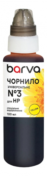 Чорнило для HP універсальне №3 100 мл, водорозчинне, жовте Barva (HU3-367e) I-BARE-HU3-100-Y