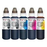 Комплект чорнил для Canon PGI-480PGBK + CLI-481BK/C/M/Y спеціальні 5x100 мл, пігментне/водорозчинні, PGBK/BK/C/M/Y Barva (CPGI480-100-MP) I-BARE-PG480-100-MP